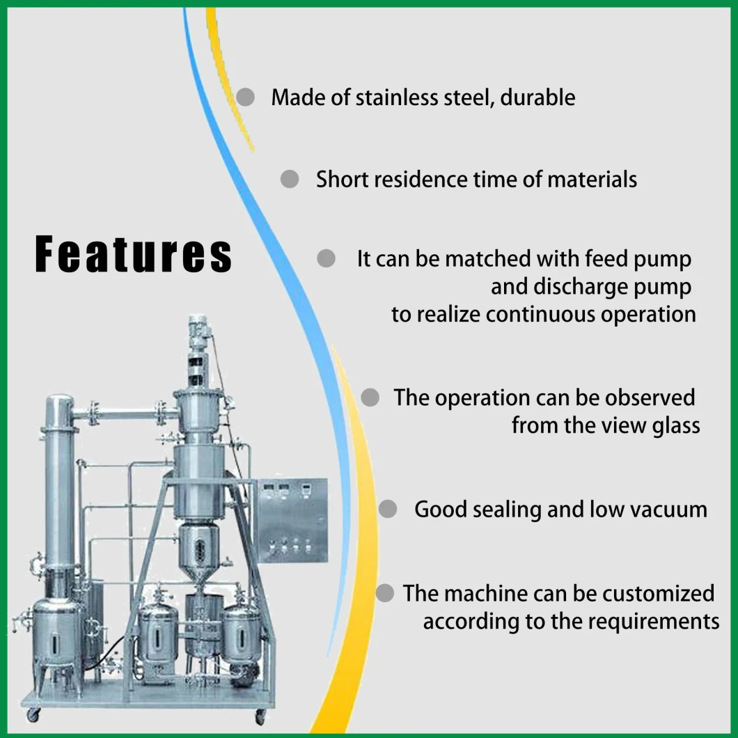 Industrial Rotary Evaporator Thin Film Evaporator for Solvent Recovery