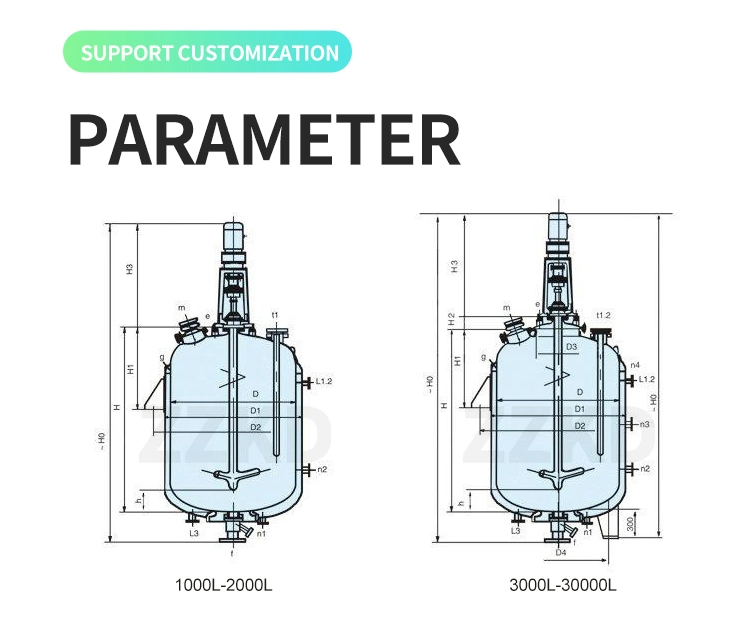 Chemical Pressure Reaction Kettle Price 3000L 5000L 1000L 20000L Stainless Steel Continuous High Pressure Stirred Tank Reactor